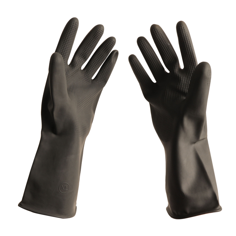 CE En 388 Industrial Latex Gloves Chemical Resistant Gloves Black Latex Gloves