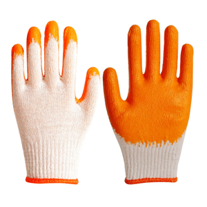 10 Gauge Knitted Cotton Orange Latex Coated Hand Safety Working Gloves
